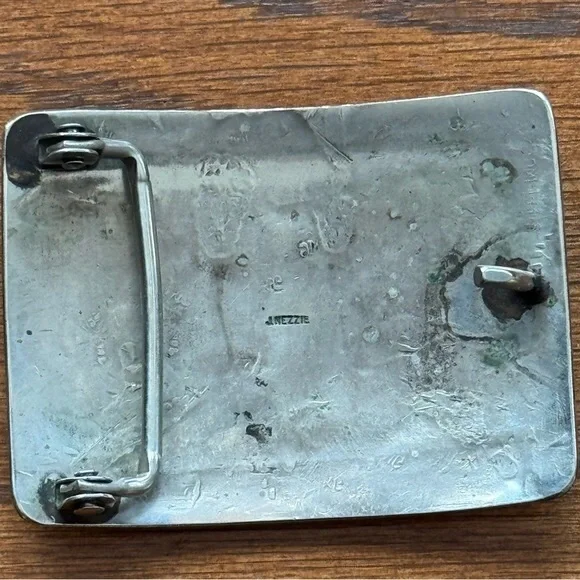 J. Nezzie Navajo Native American Belt Buckle. Sterling Silver.Unisex